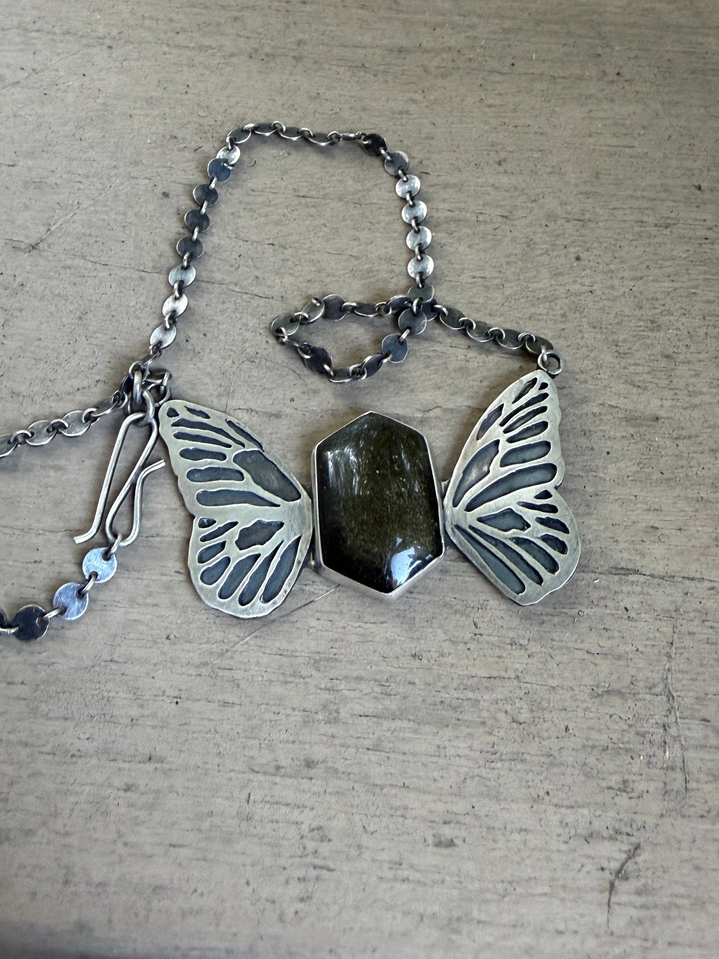 Butterfly Wing Obsidian Necklace