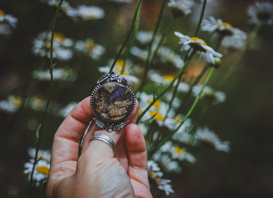 Floral Moss Agate Ring
