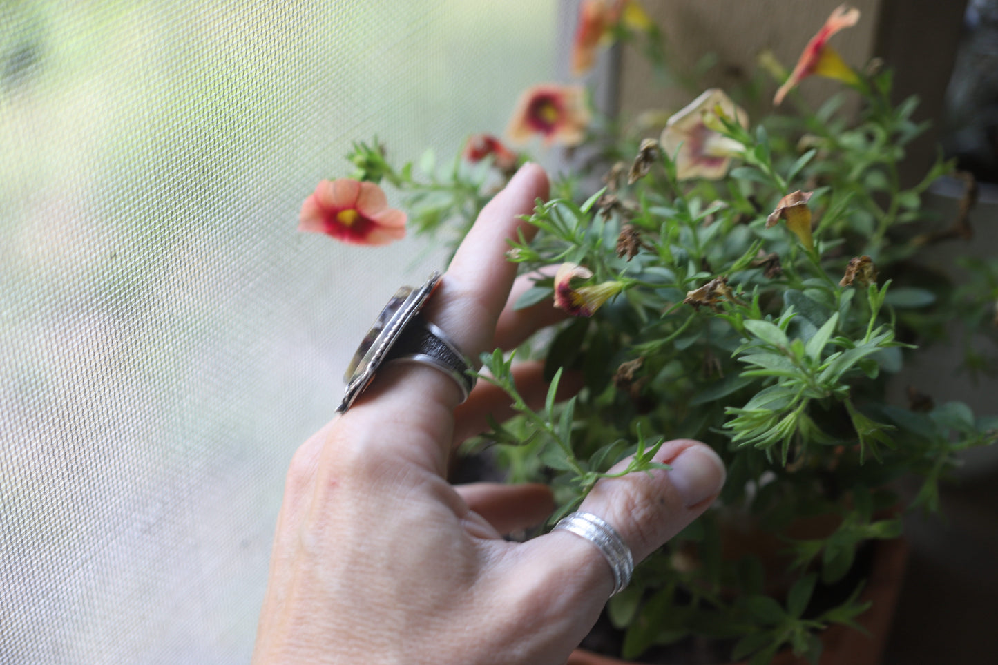 Floral Moss Agate Ring