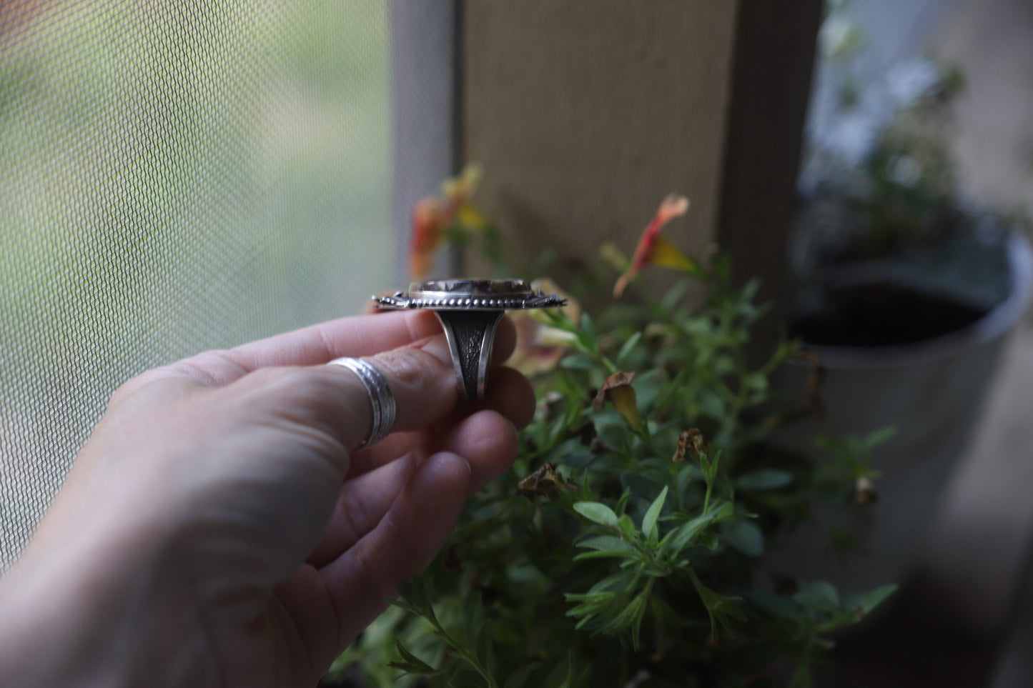 Floral Moss Agate Ring