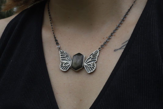 Butterfly Wing Obsidian Necklace